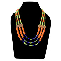 Passion Orange Beaded Necklace- Ethnic Inspiration
